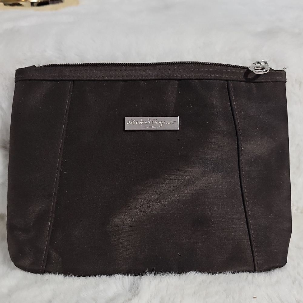 Salvatore Ferragamo Dark Brown Cosmetic Bag